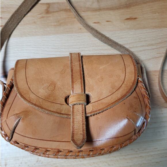 Hand Crafted Natural Leather Mini Crossbody Purse - Picture 2 of 9